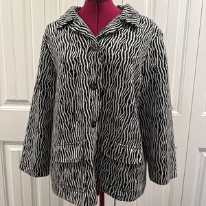 Alfred Dunner Women's  Black White Zebra Print Blazer Size‎ 16